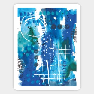 Blues - abstract mixed media painting Sticker